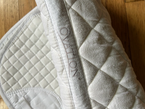 White Ovation Fleece Lined Dressage Pad