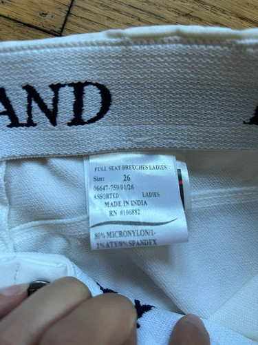 26 White Kingsland Full Seat Breeches